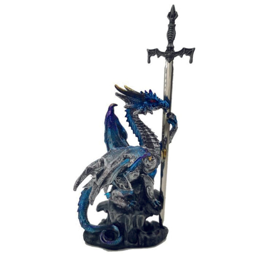 Dark Legends Protector of the Night Blue Dragon with Sword