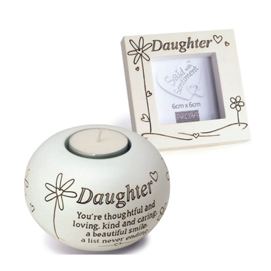 Sentiment Tealight Holder And Frame Set.  DAUGHTER
