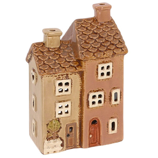 Village Pottery Double Terrace House Tealight Holder
