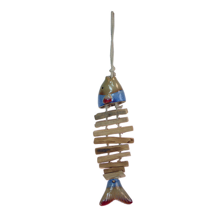 Driftwood hanging fish mobile