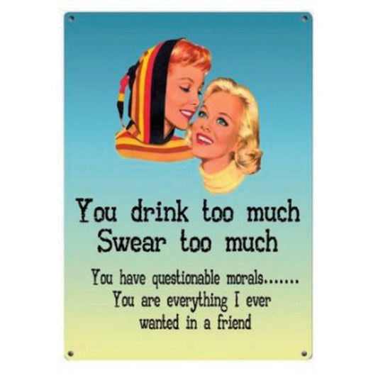 Large metal sign -You Drink too Much, Swear Too Much.... Everything I Ever Wanted in a Friend
