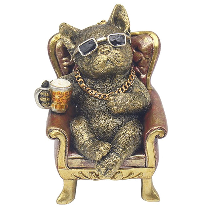 Dudes French Bulldog relaxing in an armchair
