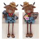 Highland Cow ornament,  Wearing Dungarees, Sitting