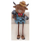 Highland Cow ornament,  Wearing Dungarees, Sitting