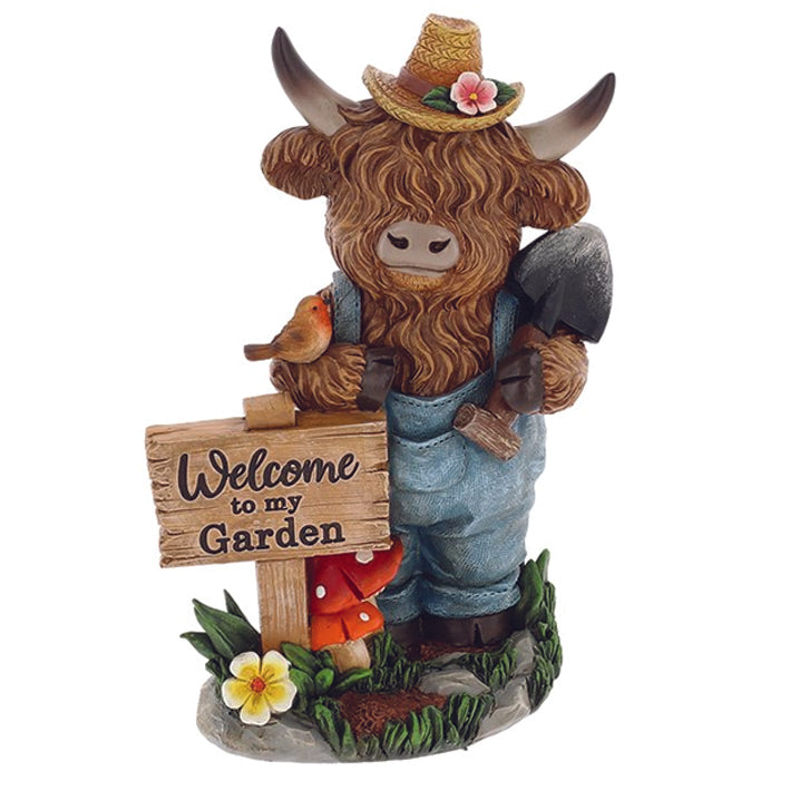 Dungaree Coo with Welcome To My Garden Sign Ornament
