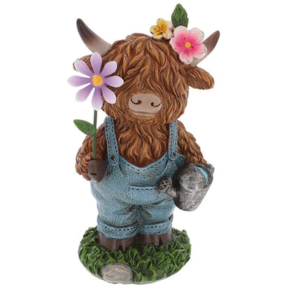 Highland Cows in Dungarees Gardening With Flowers Ornament