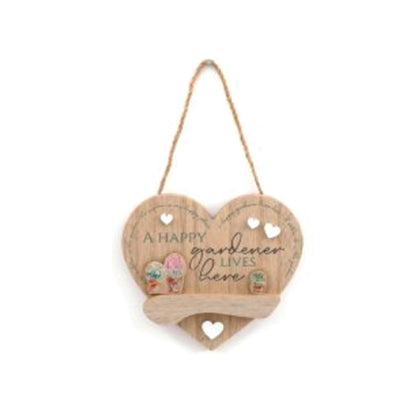 Wooden Hanging Heart Shaped Plaques - Flower Garden Range