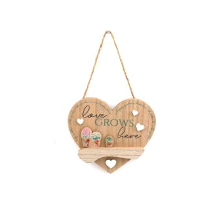 Wooden Hanging Heart Shaped Plaques - Flower Garden Range