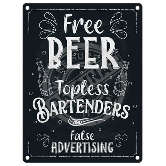 Large metal sign - Free beer and false advertising