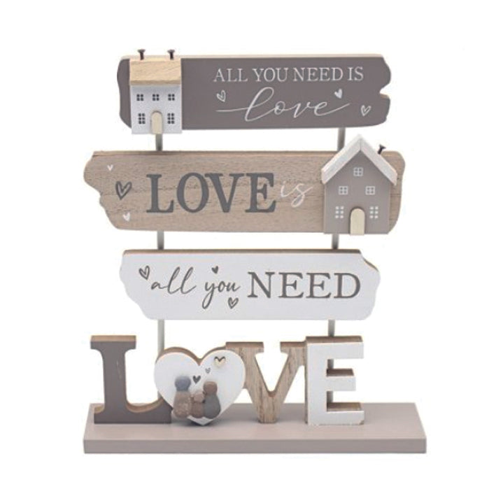 Wooden Standing Multi Plaque.  All You Need Is LOVE