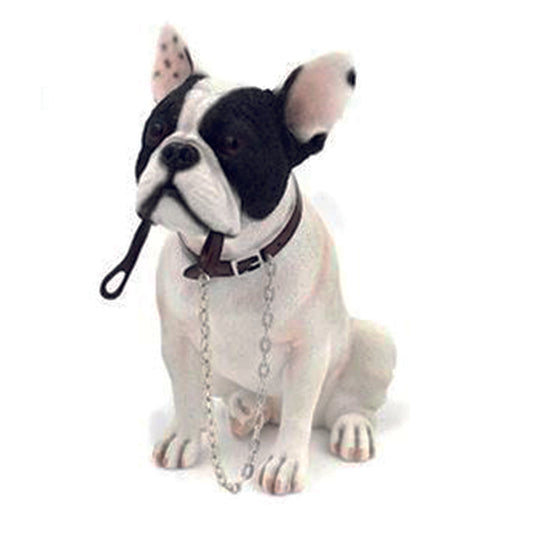 French Bulldog, black and white , sitting with lead Dog ornament