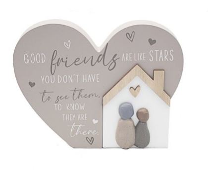 Wooden Standing Heart.  Good friends are like stars
