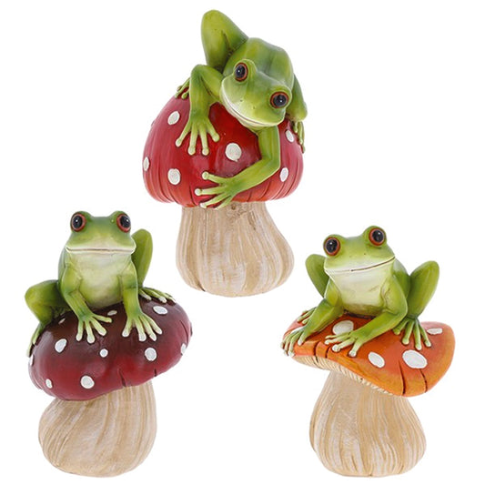 Fungi Frogs Stiting on Toadstool Ornaments