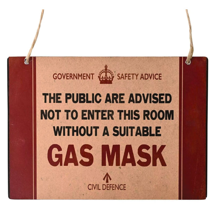 Metal Hanging Sign -Gas Mask
