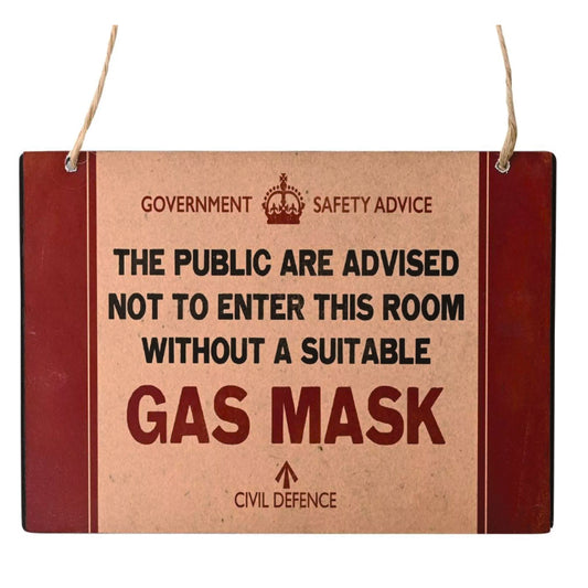 Metal Hanging Sign -Gas Mask