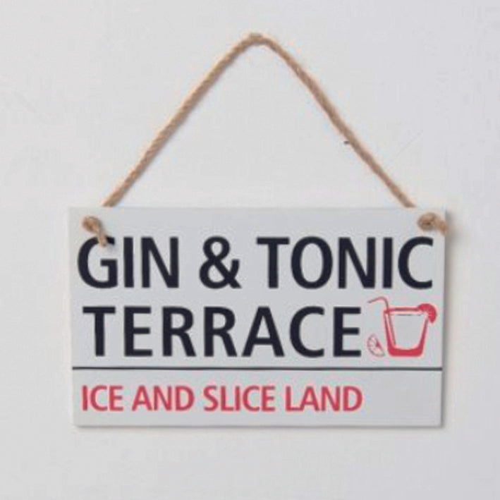 Wooden Hanging Sign - Gin and Tonic Terrace