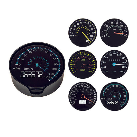 Round glass coasters - speedometer set of 6