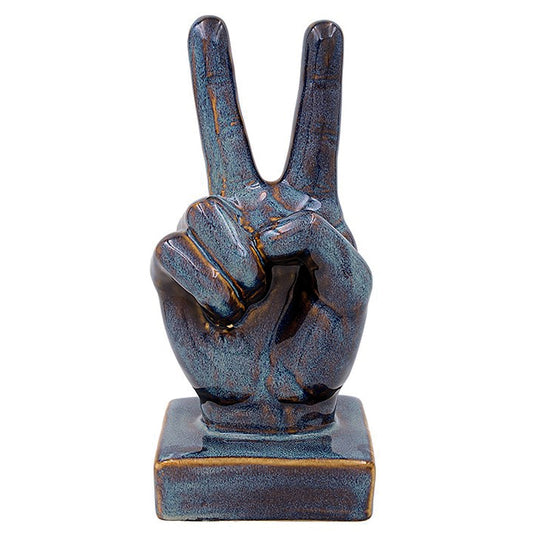 Peace Hand Navy Glazed
