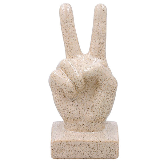 Peace Hand White Glazed