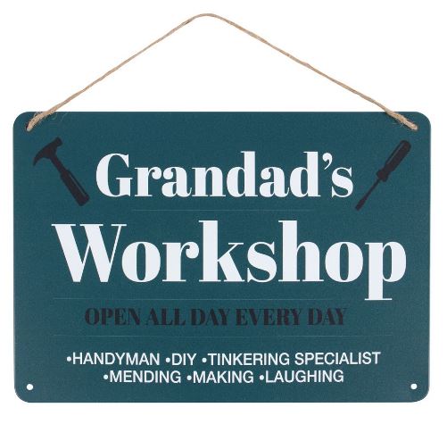 Large metal sign - Grandad's Workshop Green sign