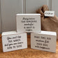 Gratitude Blocks - various wording, in hessian sack with wooden tag