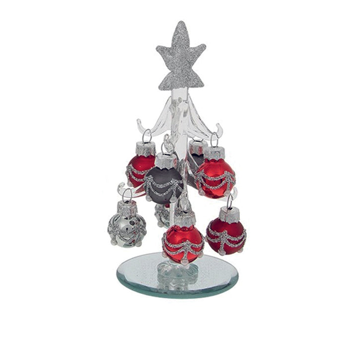 Glass Christmas tree and baubles - Grey Blush  Sm