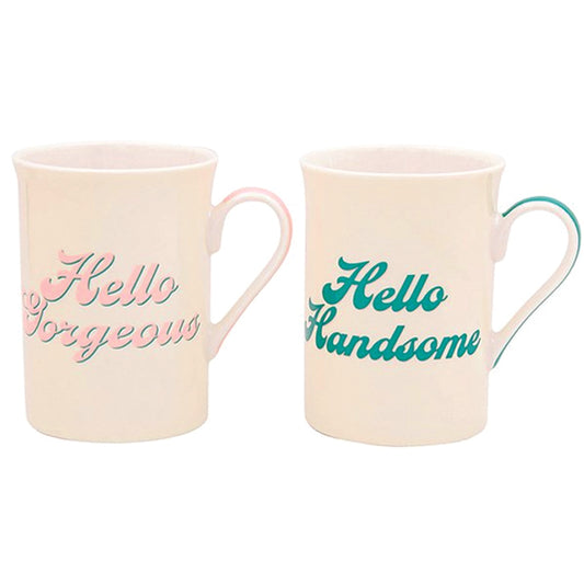 Set of 2 Mugs saying Hello Handsome and Hello Gorgeous