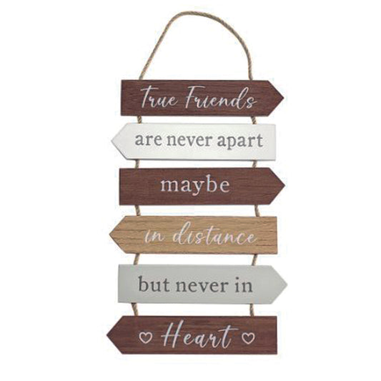 Wooden hanging slatted plaque - True Friends Are Never Apart...