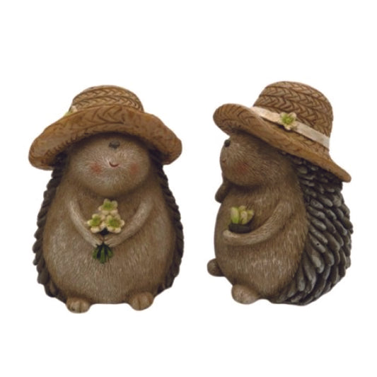 Hedgehog Ornament - With Flowers and Straw Hat