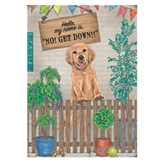 Large metal sign - Hello, my name is "No, Get Down"