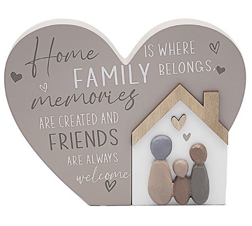Wooden Standing Heart.  Home is where family belongs