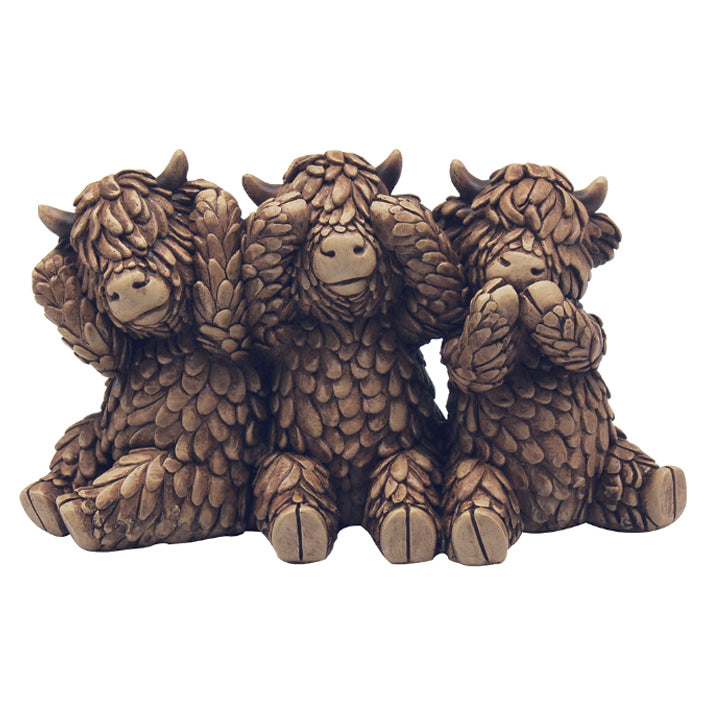 Hughie the Highland Cows, see no evil, hear no evil, speak no evil