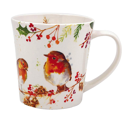 Fine China Mug -Jennifer Rose Winter Robins Wide Mug
