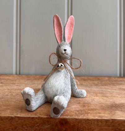 Laidback grey rabbit figurine