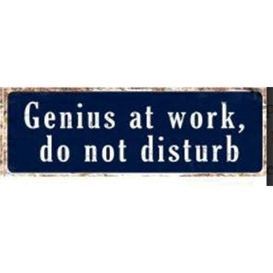 Large metal sign - Genius at work, do not disturb