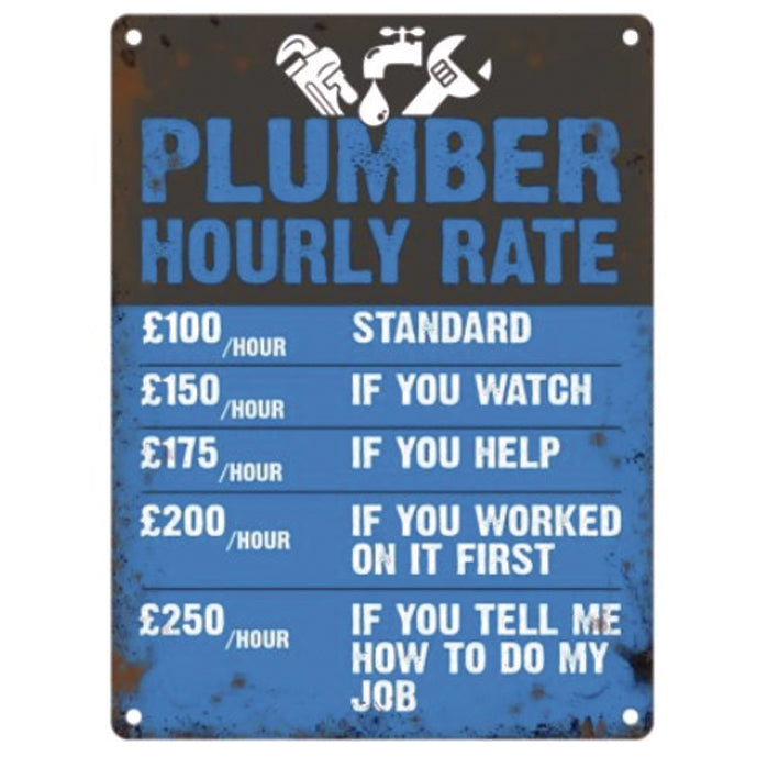 Metal Hanging Sign - Plumber's Price List
