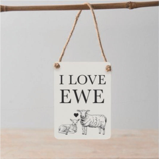 Mini metal sign - I Love Ewe