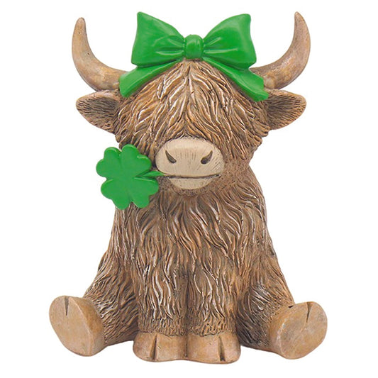 Happy Highland Cow Girl Luck of the Irish Ornament