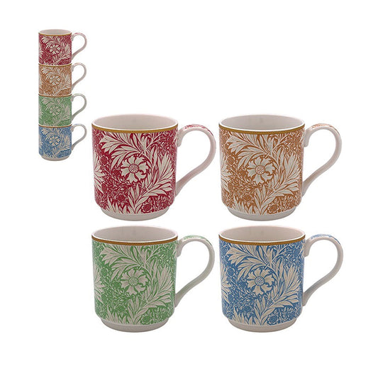 Boxed stacking mugs.  Set of 4 different Meadow Prints