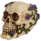 Med skull with purple roses around head