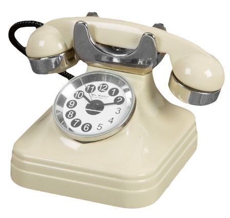 Miniature clock - Cream old fashioned telephone