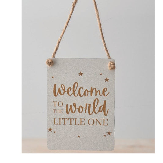 Mini metal sign - Welcome to the world little one