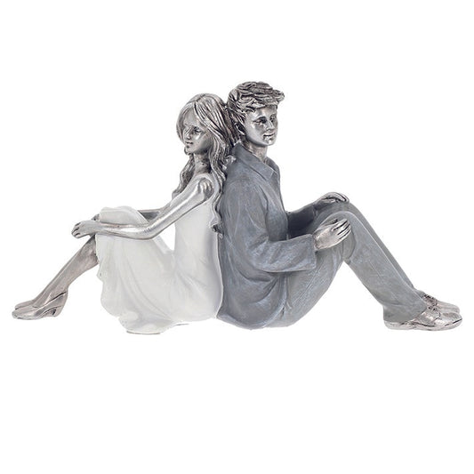 Moonlight Couple Ornament.  Sitting Back to Back