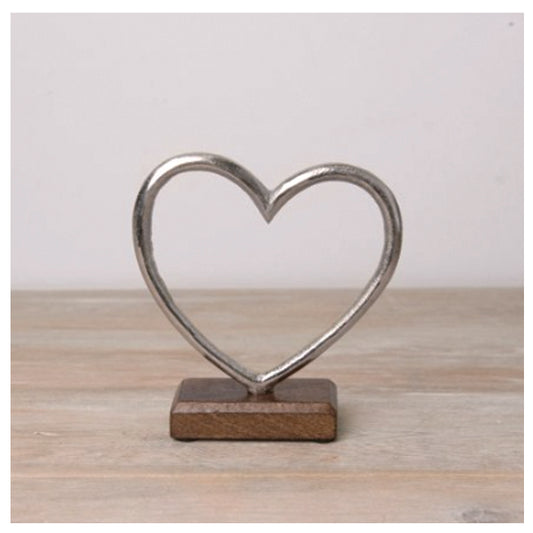 Rustic Style Simple Silver Hears Mounted on Wood Ornament