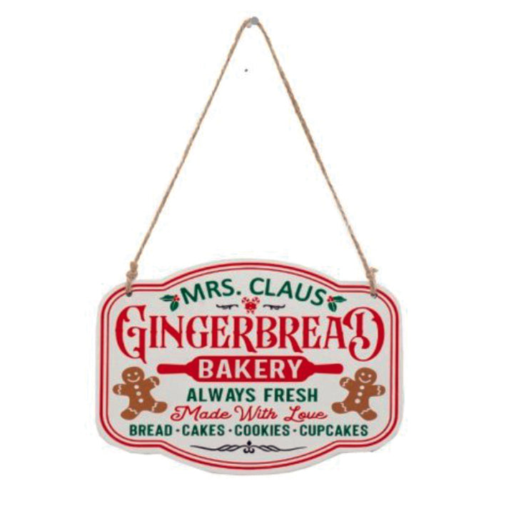 Christmas Mrs Claus Gingerbread Bakery  Wooden Hanging Sign