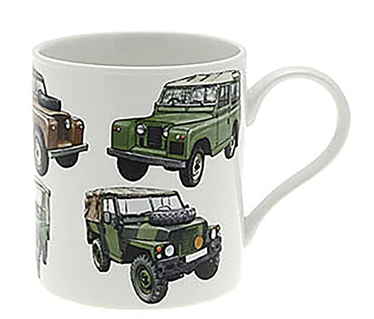 Boxed Mug with Various Landrovers pictured