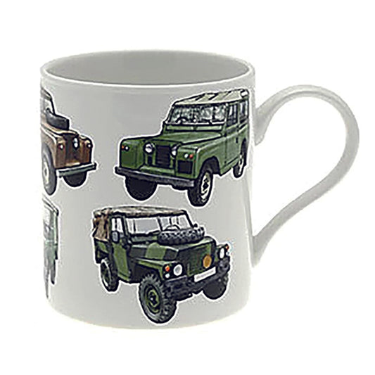 Boxed Mug with Various Landrovers pictured