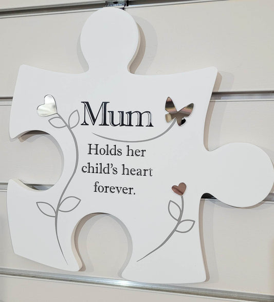 Jigsaw wall art.  MUM hold her child's heart forever