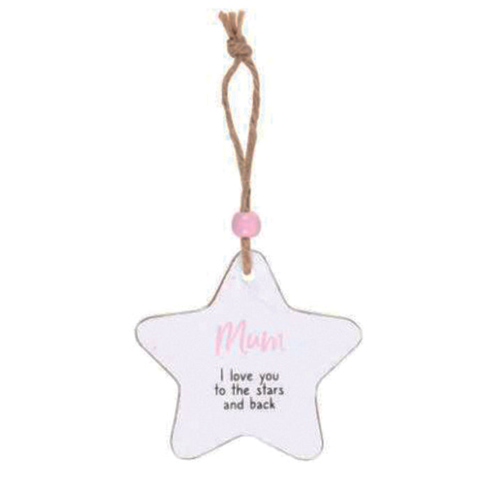 Hanging wooden star - Mum, I love you to the stars and back