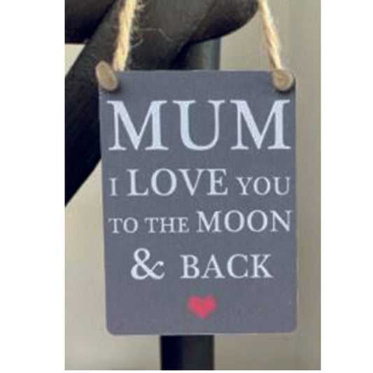 Mini metal sign - Mum I love you to the moon and back